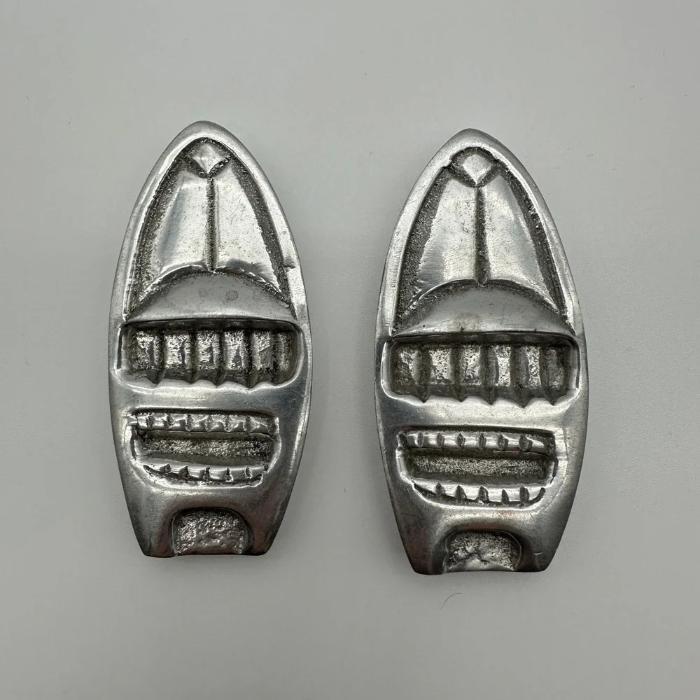 Vintage Cast Metal Boat Napkin Weights 2 Set Silver Tone Nautical Decor 3.25in